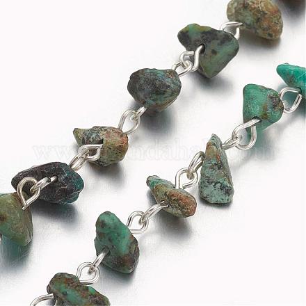 Handmade Natural African Turquoise(Jasper) Beaded Chains AJEW-JB00255-04-1