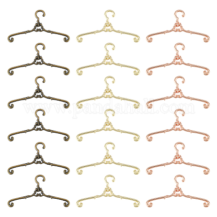 OLYCRAFT 18 Pack Doll Clothes Hanger Mini Doll Hangers Doll Gown Small Dress Miniature Metal Dress Outfit Holders for Wardrobe Doll House Accessories 64X35X3.5mm AJEW-OC0002-59-1