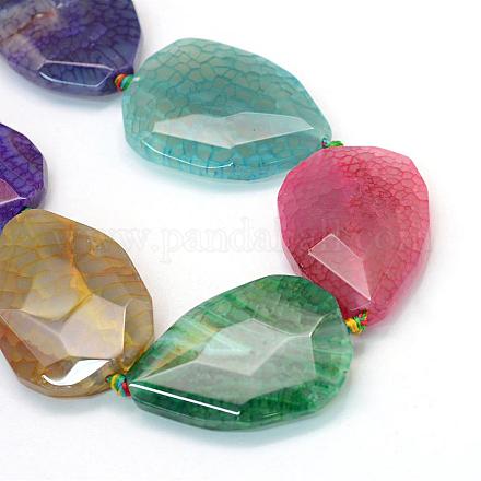 Faceted Drop Natural Dyed Agate Beads Strands G-L456-12E-1