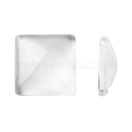 Transparent klares Glas Quadrat Cabochon GGLA-A001-15mm-1