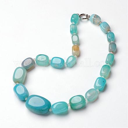 Natural Agate Graduated Beaded Necklaces NJEW-F119-A07-1