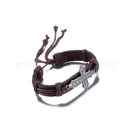 Bracelets réglables en cuir unisexes occasionnels BJEW-BB15546-1