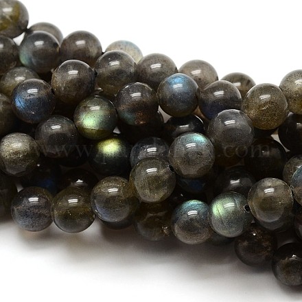 Grade AA Natural Gemstone Labradorite Round Beads Strands G-E251-33-6mm-1