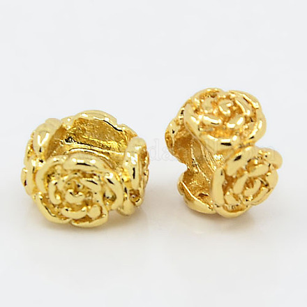 Real 18K Gold Plated Brass Flower Beads KK-K093-01G-1