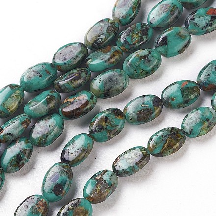 Brins de perles turquoises africaines naturelles (jaspe) G-G683-18-12x8mm-1