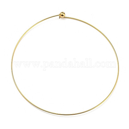 真空メッキ202ステンレススチールワイヤーチョーカーネックレス  女性用の硬いネックレス  ゴールドカラー  内径：5.55インチ（14.1cm） NJEW-H011-01G-1