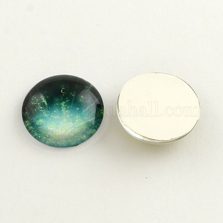Galaxy Starry Sky Pattern Flatback Half Round Dome Glass Cabochons for DIY Projects GGLA-R026-40mm-18B-1