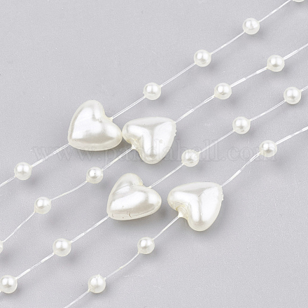 Hilo de guirnalda de cuentas de perlas de imitación de plástico abs AJEW-S071-02C-1