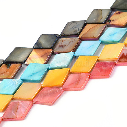 Окрашенные нити бусин из натуральных пресноводных ракушек SHEL-T020-13M-1