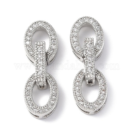 Rack Plating Brass Micro Pave Clear Cubic Zirconia Fold Over Clasps KK-G448-04P-1