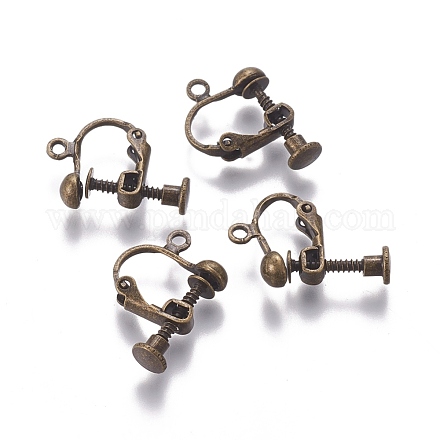 Fornituras de aretes con clip de tornillo de latón chapado en rack KK-P169-04AB-1