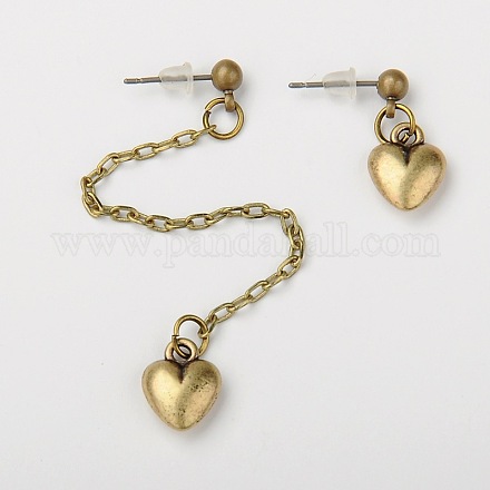 Aretes de bronce colgante corazón personalizadas para niñas EJEW-JE00995-1
