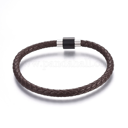 Leather Braided Cord Bracelets BJEW-E352-02A-P-1