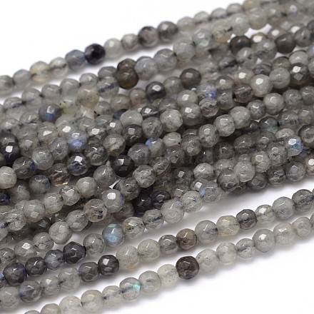 Labradorita natural hebras de perlas reronda G-O094-06-4mm-1