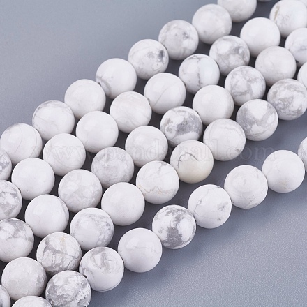 Howlite naturelle chapelets de perles rondes X-G-I107-8mm-1