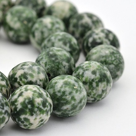 Tache verte naturelle jasper perles rondes G-J276-04-12mm-1