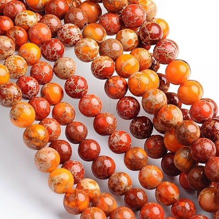 Dyed & Heated Natural Imperial Jasper Round Bead Strands G-M274-04-6mm-1