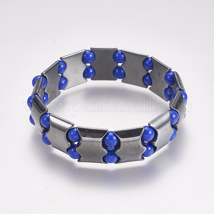 Bracelets extensibles avec perles en hématite synthétiques sans magnétiques BJEW-K183-02-1