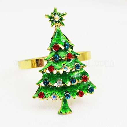 Christmas Tree Alloy Napkin Rings AJEW-TAC0027-11C-1