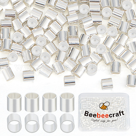 Beebeecraft 1 Box 400Pcs 2.5mm Crimp Tube Beads 925 Sterling Silver Plated Column Spacer Beads Link Connector for Bracelet Necklace Jewelry Making Findings Supplies KK-BBC0011-69C-1