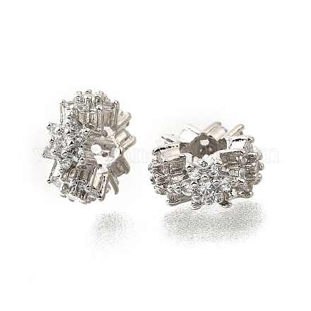 Цветок латуни микро проложить кубического циркония европейские шарики KK-V008-19P-03-1