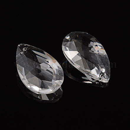 Facettierte tropfenförmige transparente Glasanhänger EGLA-R085-03-1