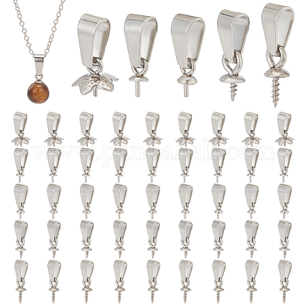 50 шт. 5 стиля 201 нержавеющая сталь винт чашка жемчужный штифт скобы подвески штырьки DIY-AB00038-1