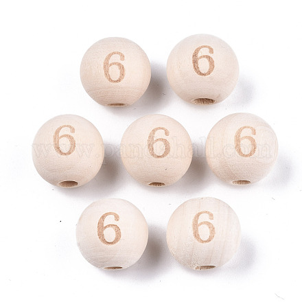 Perle europee di legno naturale non finito WOOD-S045-141A-6-1
