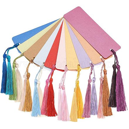 PandaHall 40pcs 10 Colors Kraft Paper Bookmarks Blank Cards with 80pcs 20 Colors Tassels for DIY Book Markers Gift Tag Crafts Making Decoration DIY-PH0024-19-1