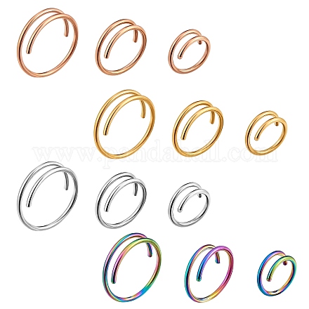12 anello al naso doppio stile 12 pezzi per piercing singolo AJEW-SZ0002-19-1