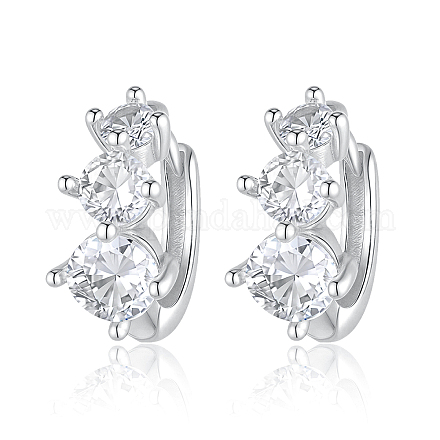 Элегантные серебряные серьги-кольца с цирконием FR8942-2-1