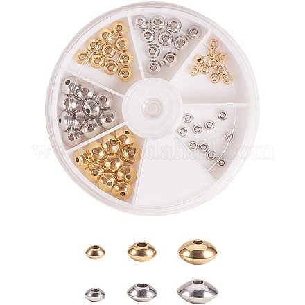 NBEADS 60 Pcs 304 Stainless Steel Bead Spacers Rondelle Spacer Beads for Jewelry Making STAS-NB0004-09-1