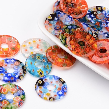 Donut / pi disc handmade millefiori colgantes de vidrio X-LK-L004-12-1