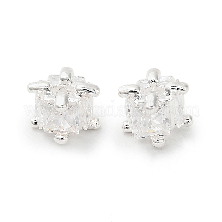 Латунные микро проложить кубического циркония бусы KK-B142-03S-01-1