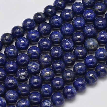 Natural Lapis Lazuli Round Bead Strands G-M304-16-8mm-1
