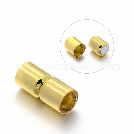 真鍮製マグネットクラスプ  コラム  ゴールドカラー  16x7mm  穴：6mm X-KK-E641-01-7x16mm-G-1