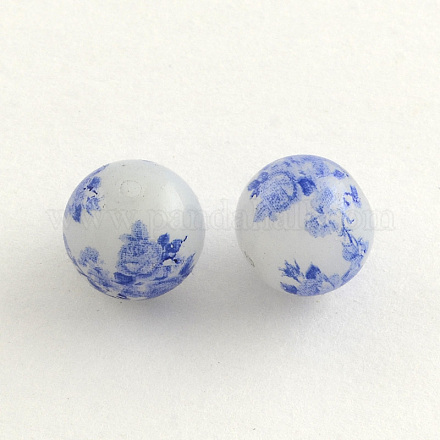 Flower Picture Glass Beads GFB-R001-12mm-04-1