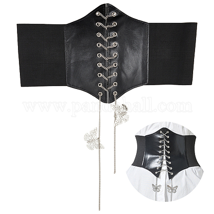Wadorn 1pc ceintures corset élastiques larges en cuir pu AJEW-WR0002-01A-1