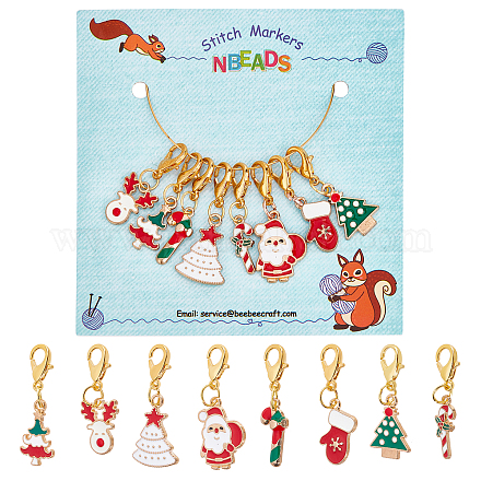 NBEADS 8 Pcs Christmas Theme Stitch Markers HJEW-NB0001-47-1