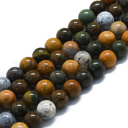 Chapelets de perles en jaspe d'océan naturelle G-P457-C03-04-1