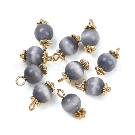 Круглые подвески кошачий глаз KK-B157-35G-1