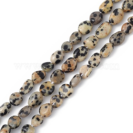 Natur Dalmatiner Jaspis Perlen Stränge G-B039-03B-1