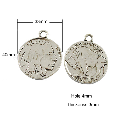 Estilo tibetano colgantes monedas de aleación TIBEP-GC001-AS-NR-1