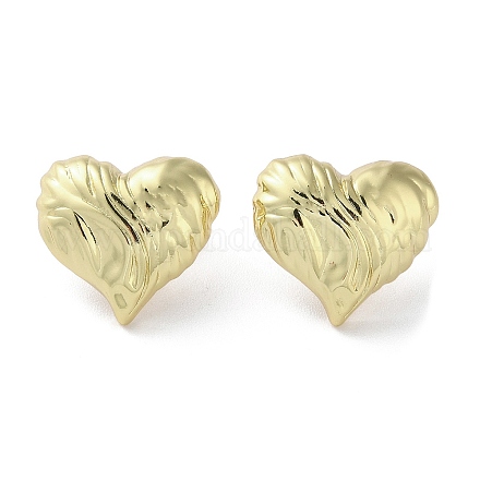 Серьги-пусеты из латуни с текстурированным сердечком и покрытием стойки EJEW-M237-06G-1