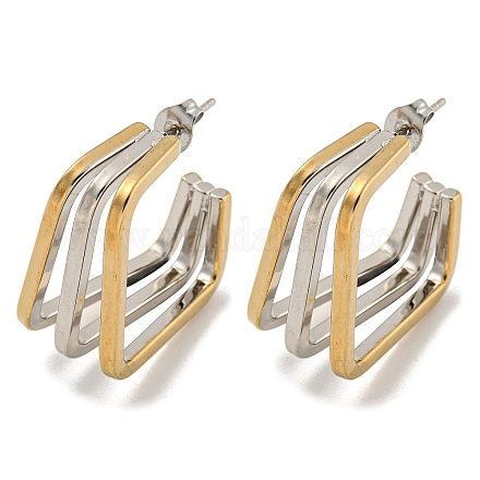 Квадратные серьги-гвоздики из нержавеющей стали 202 EJEW-H003-13GP-01-1