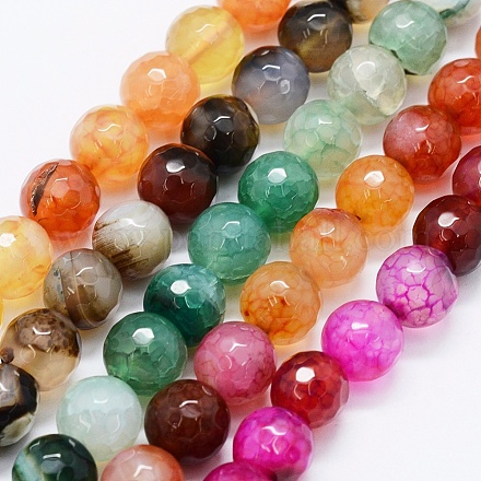 Chapelets de perles en agate naturelle à facettes G-F561-10mm-D-1