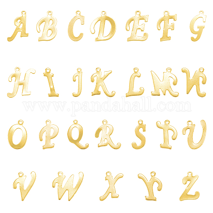 Unicraftale 52pcs alfabeto dorado az encantos colgantes de acero inoxidable letra hipoalergénica colgantes de metal 1 mm encantos de orificios pequeños para hacer joyas de diy (2 piezas por cada letra) STAS-UN0003-57G-1