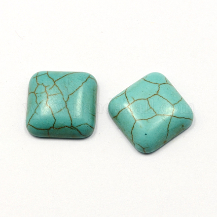 Craft Findings Dyed Synthetic Turquoise Gemstone Flat Back Cabochons TURQ-S263-6x6mm-01-1