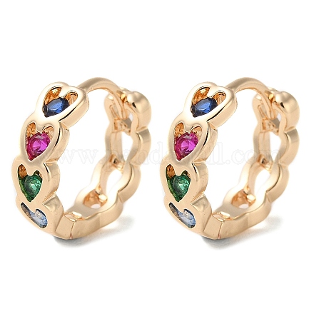 Rack Plating Brass Micro Pave Colorful Cubic Zirconia Hoop Earrings for Women EJEW-P238-06KCG-1