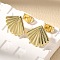 Brass Stud Earrings, Shell Shape, Real 18K Gold Plated, 12x15.5mm